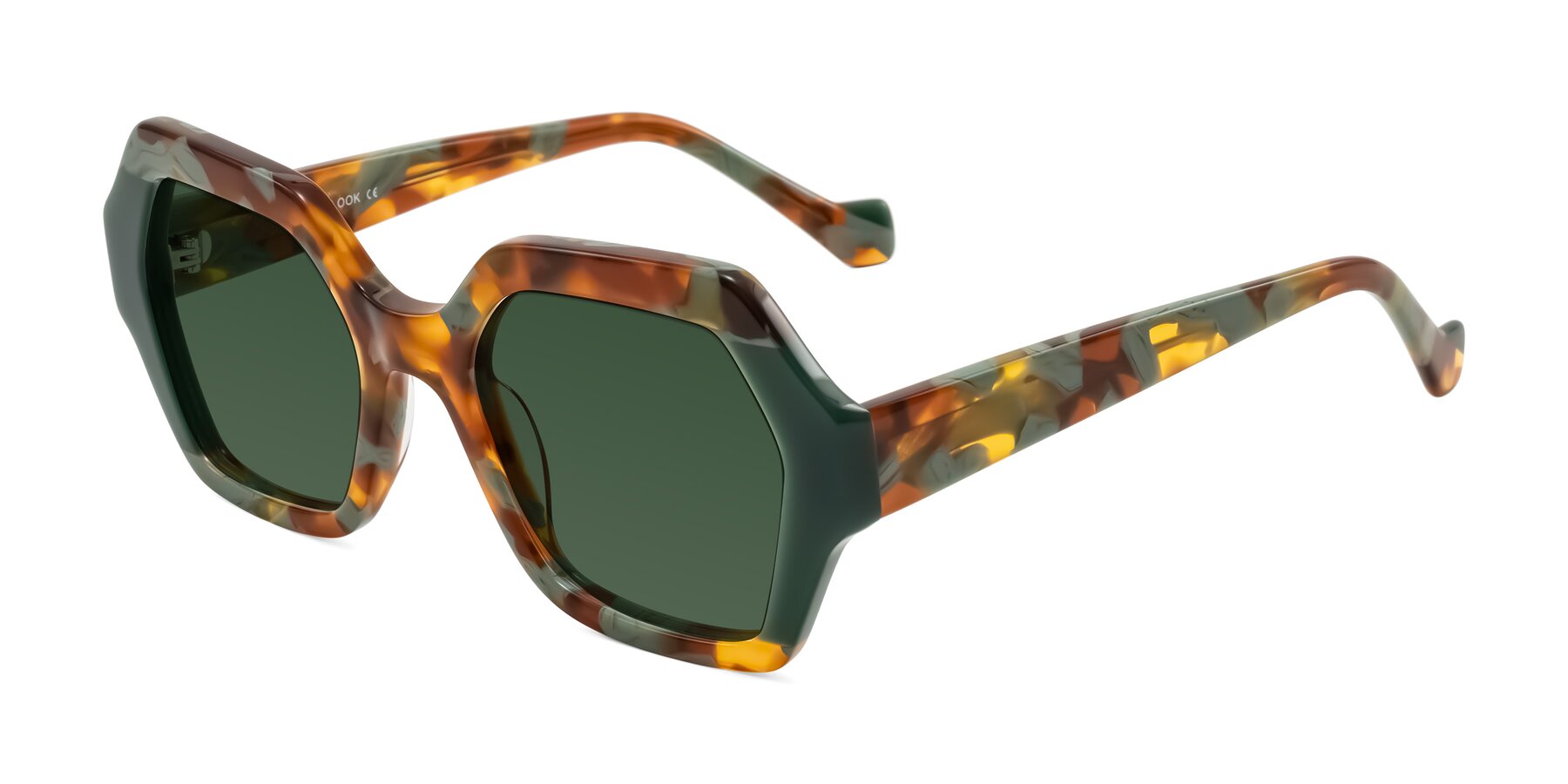 Angle of Burka in Tortoise/Green with Green Tinted Lenses