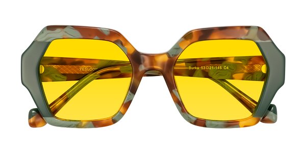 Front of Burka in Tortoise/Green