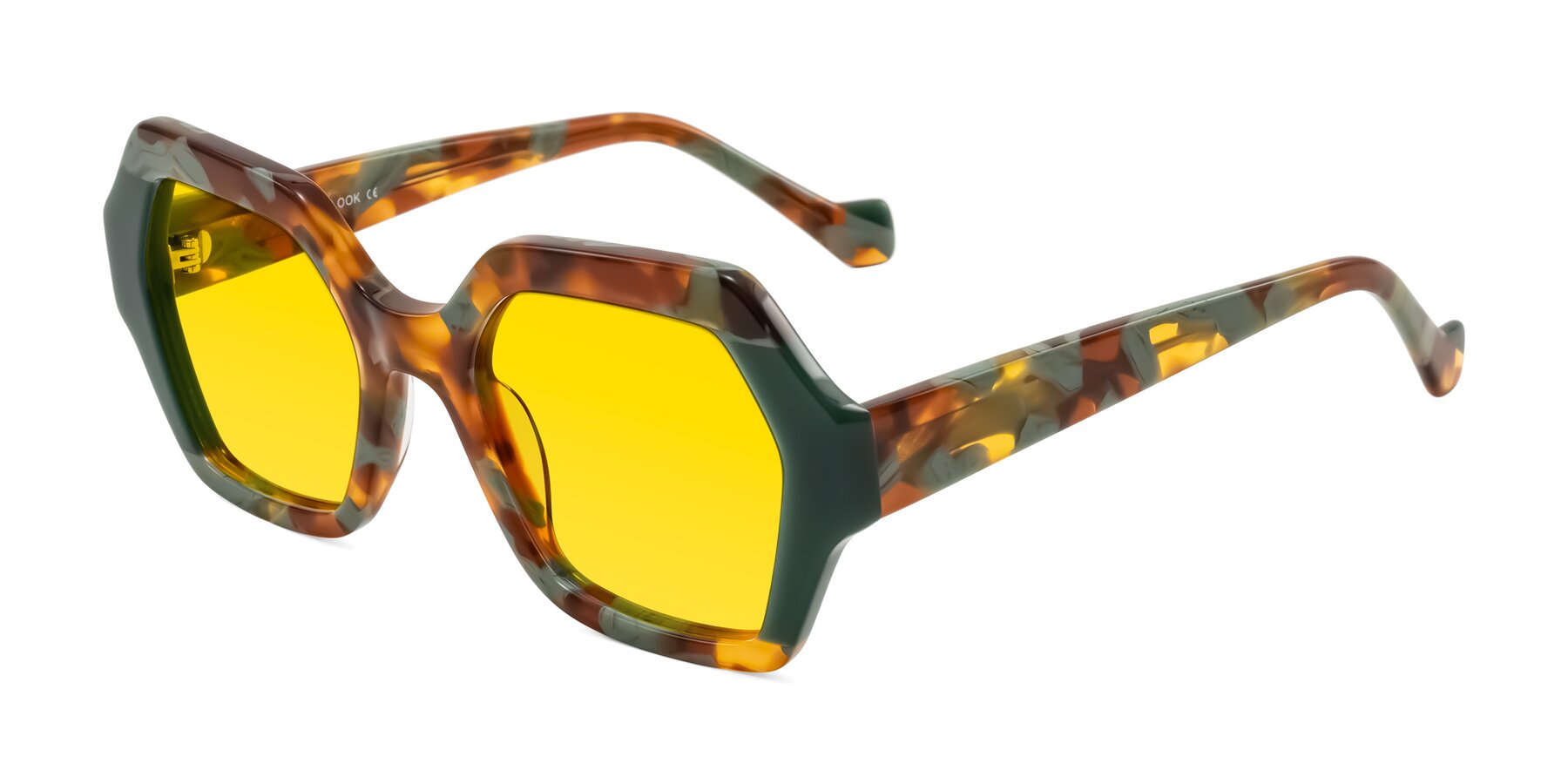 Angle of Burka in Tortoise/Green with Yellow Tinted Lenses