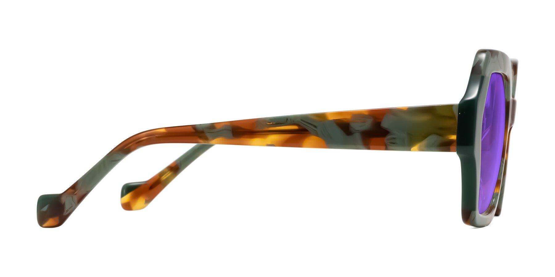 Side of Burka in Tortoise/Green with Purple Tinted Lenses