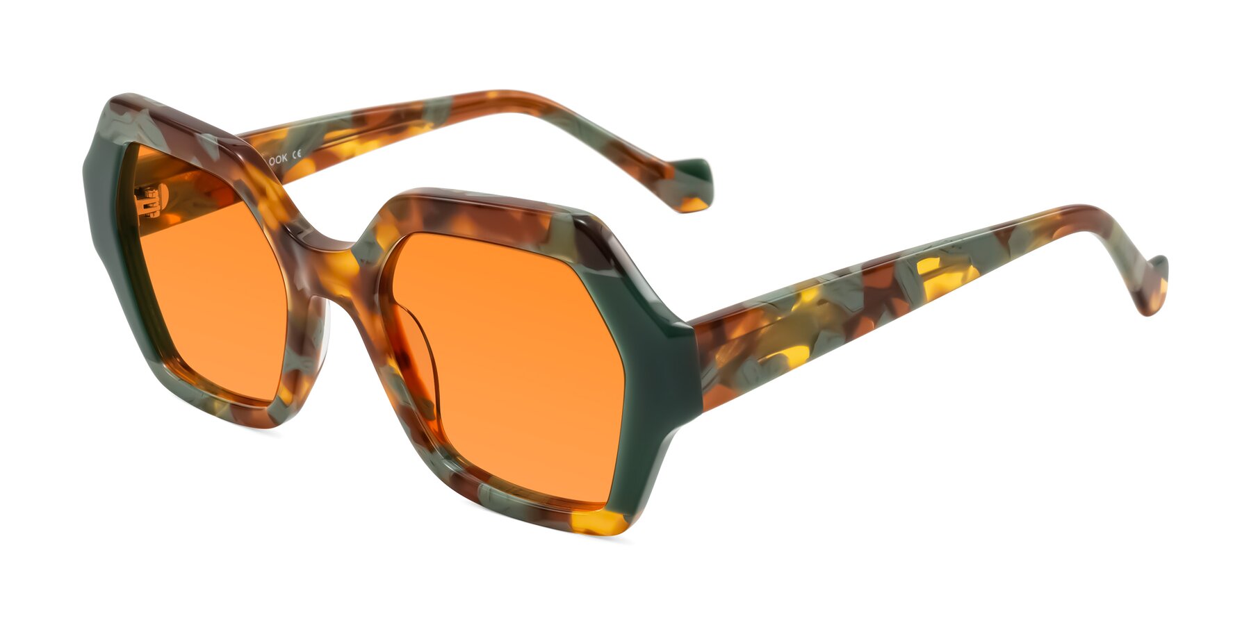 Angle of Burka in Tortoise/Green with Orange Tinted Lenses