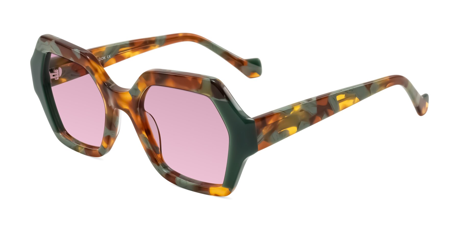 Angle of Burka in Tortoise/Green with Light Wine Tinted Lenses