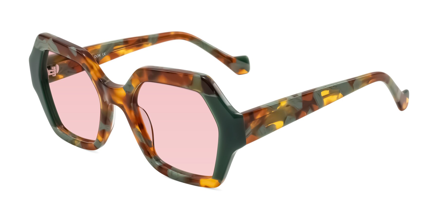 Angle of Burka in Tortoise/Green with Light Garnet Tinted Lenses