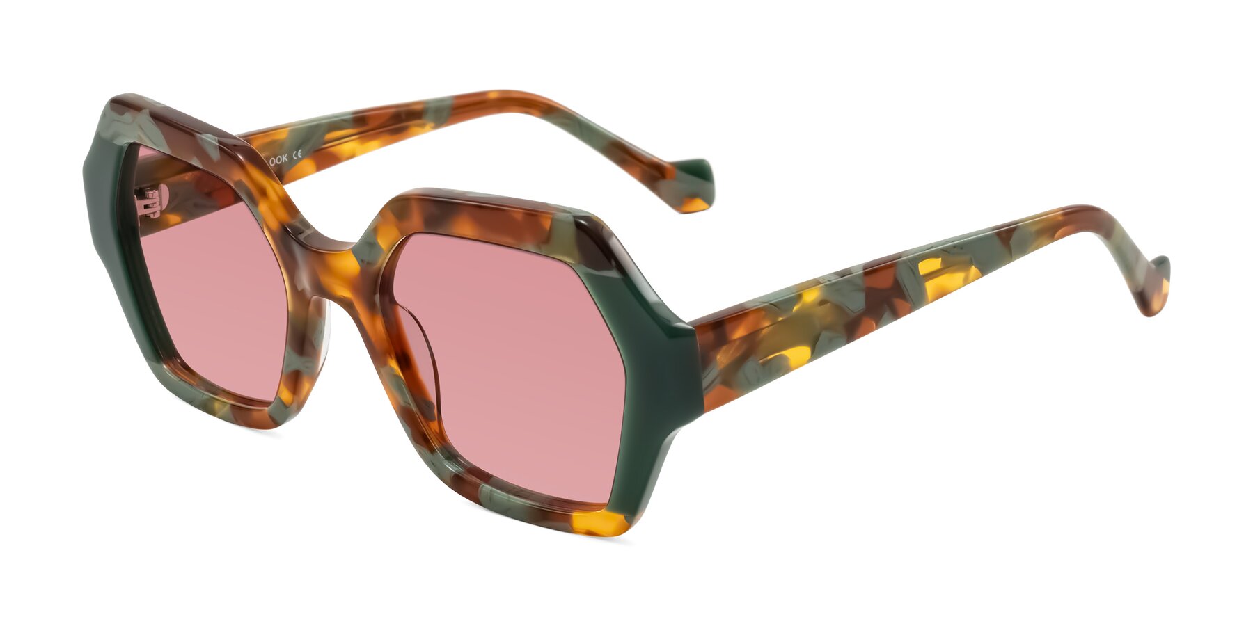 Angle of Burka in Tortoise/Green with Medium Garnet Tinted Lenses