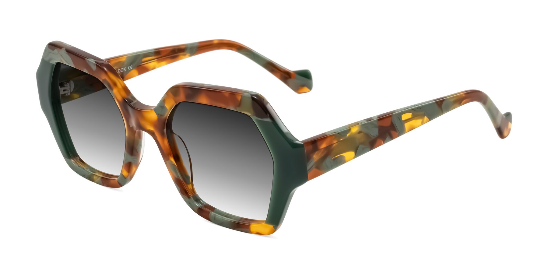 Angle of Burka in Tortoise/Green with Gray Gradient Lenses