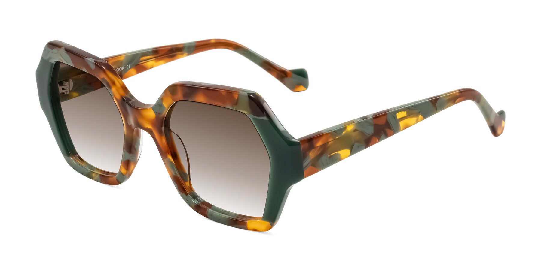 Angle of Burka in Tortoise/Green with Brown Gradient Lenses