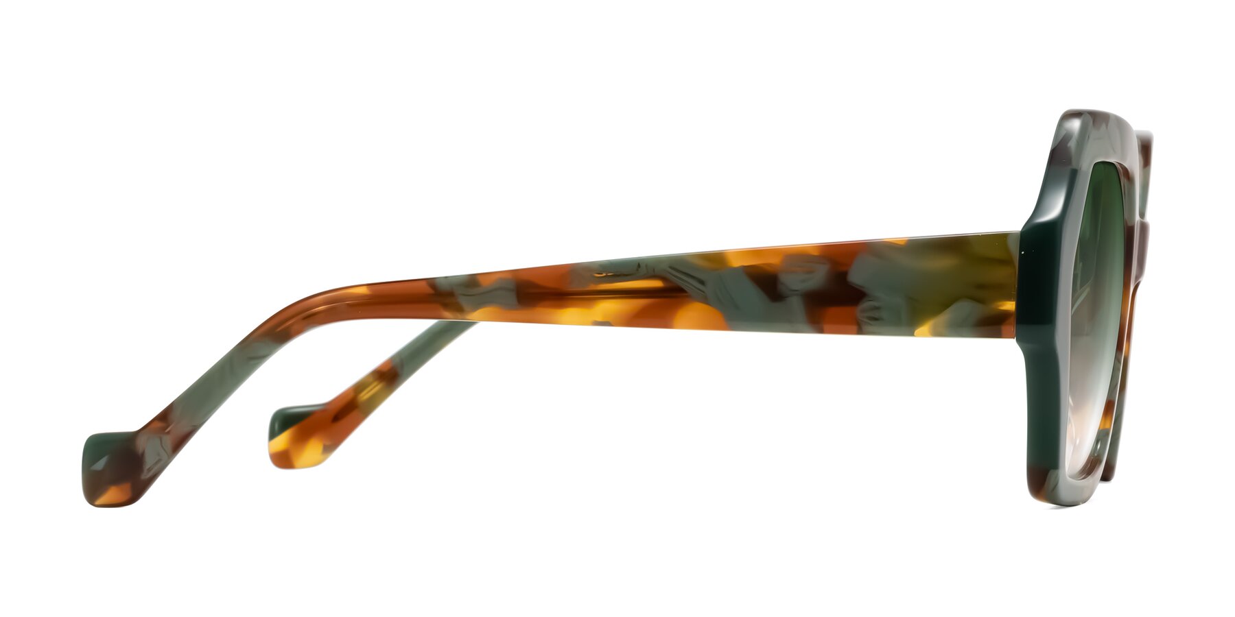 Side of Burka in Tortoise/Green with Green Gradient Lenses