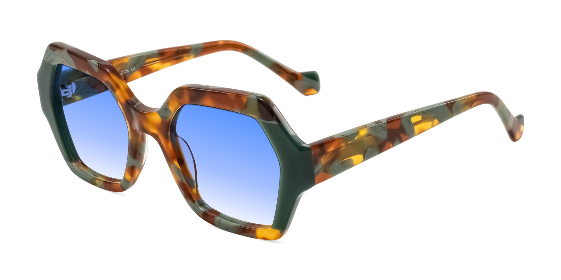 Angle of Burka in Tortoise/Green with Blue Gradient Lenses