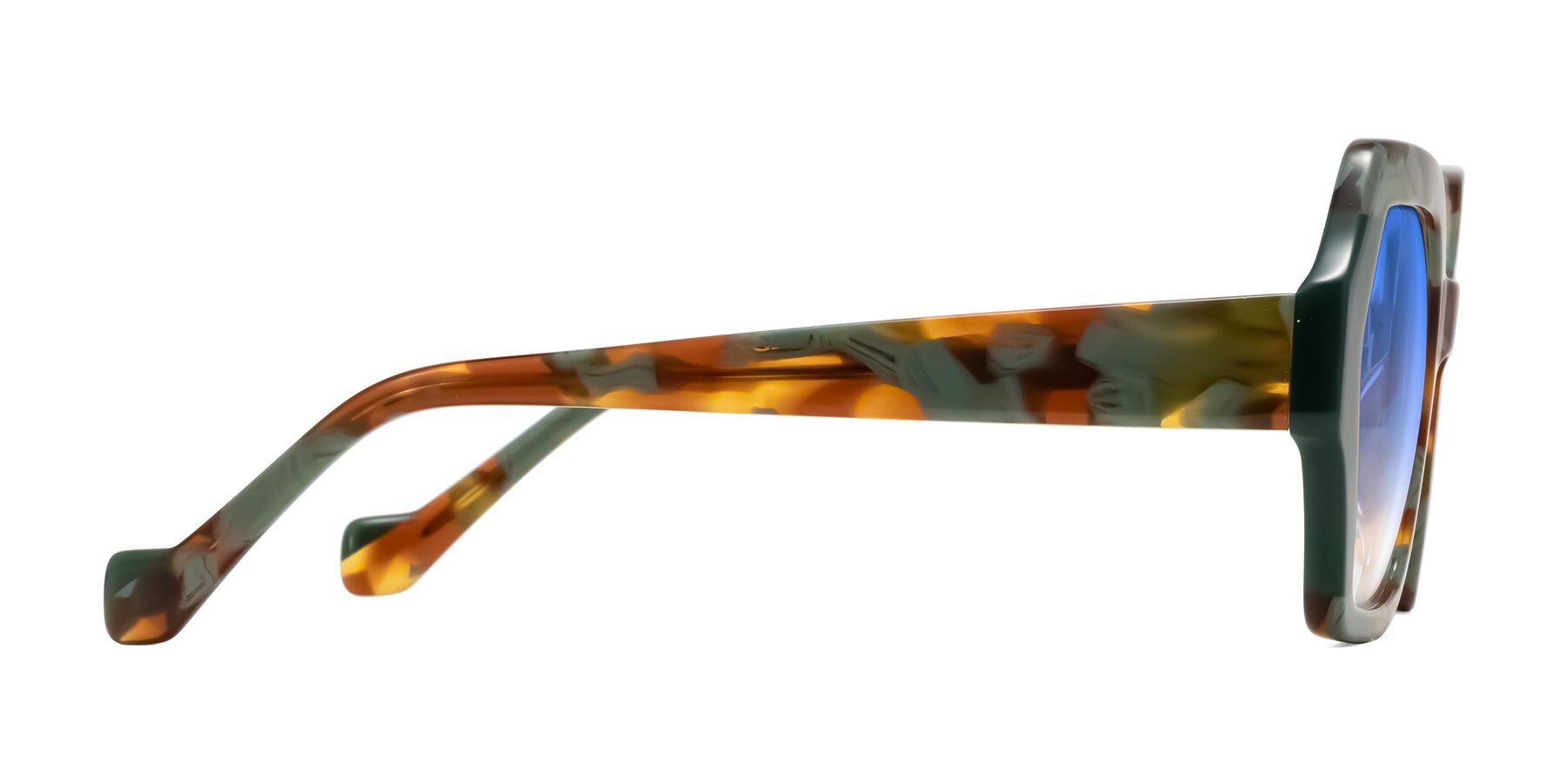 Side of Burka in Tortoise/Green with Blue Gradient Lenses