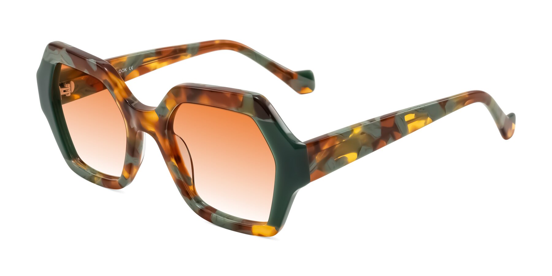 Angle of Burka in Tortoise/Green with Orange Gradient Lenses