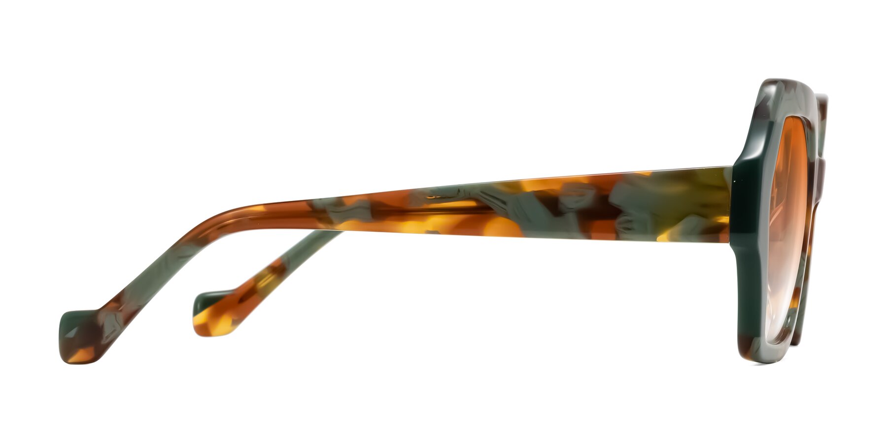 Side of Burka in Tortoise/Green with Orange Gradient Lenses