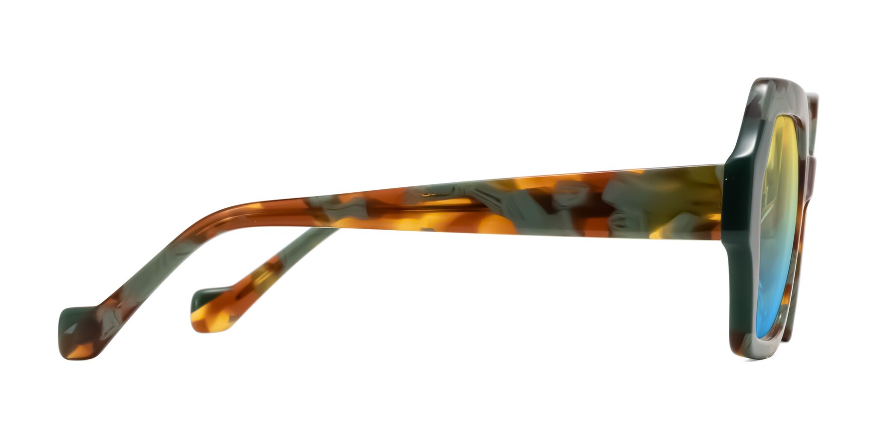 Side of Burka in Tortoise/Green with Yellow / Blue Gradient Lenses