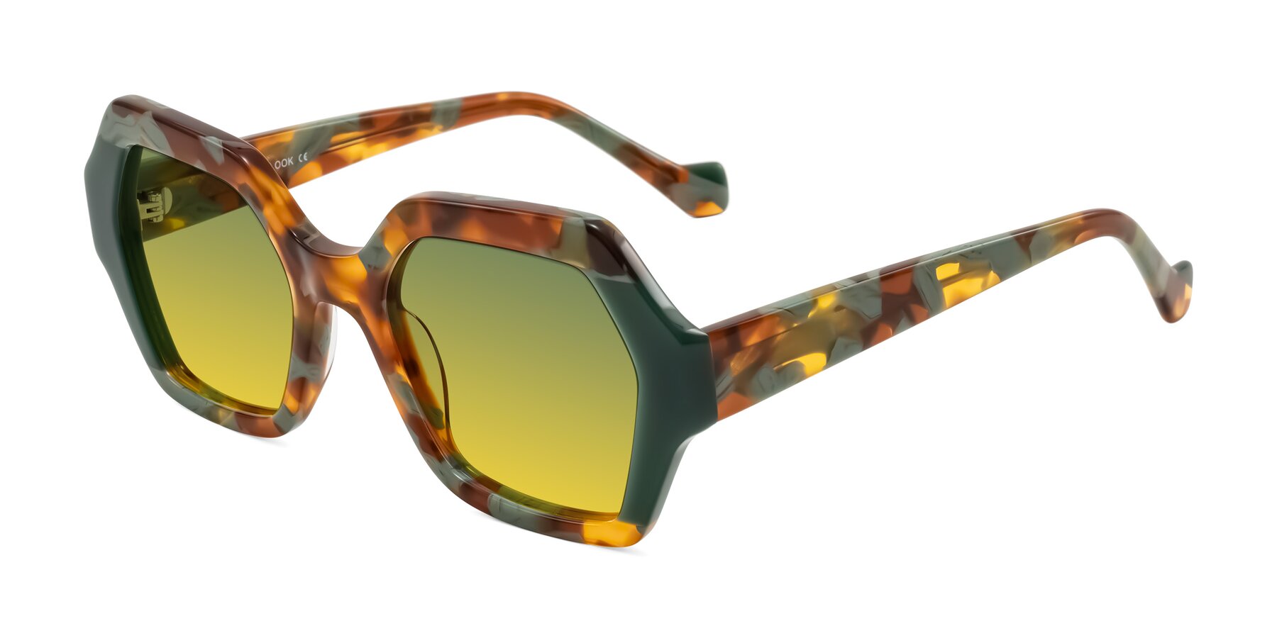 Angle of Burka in Tortoise/Green with Green / Yellow Gradient Lenses