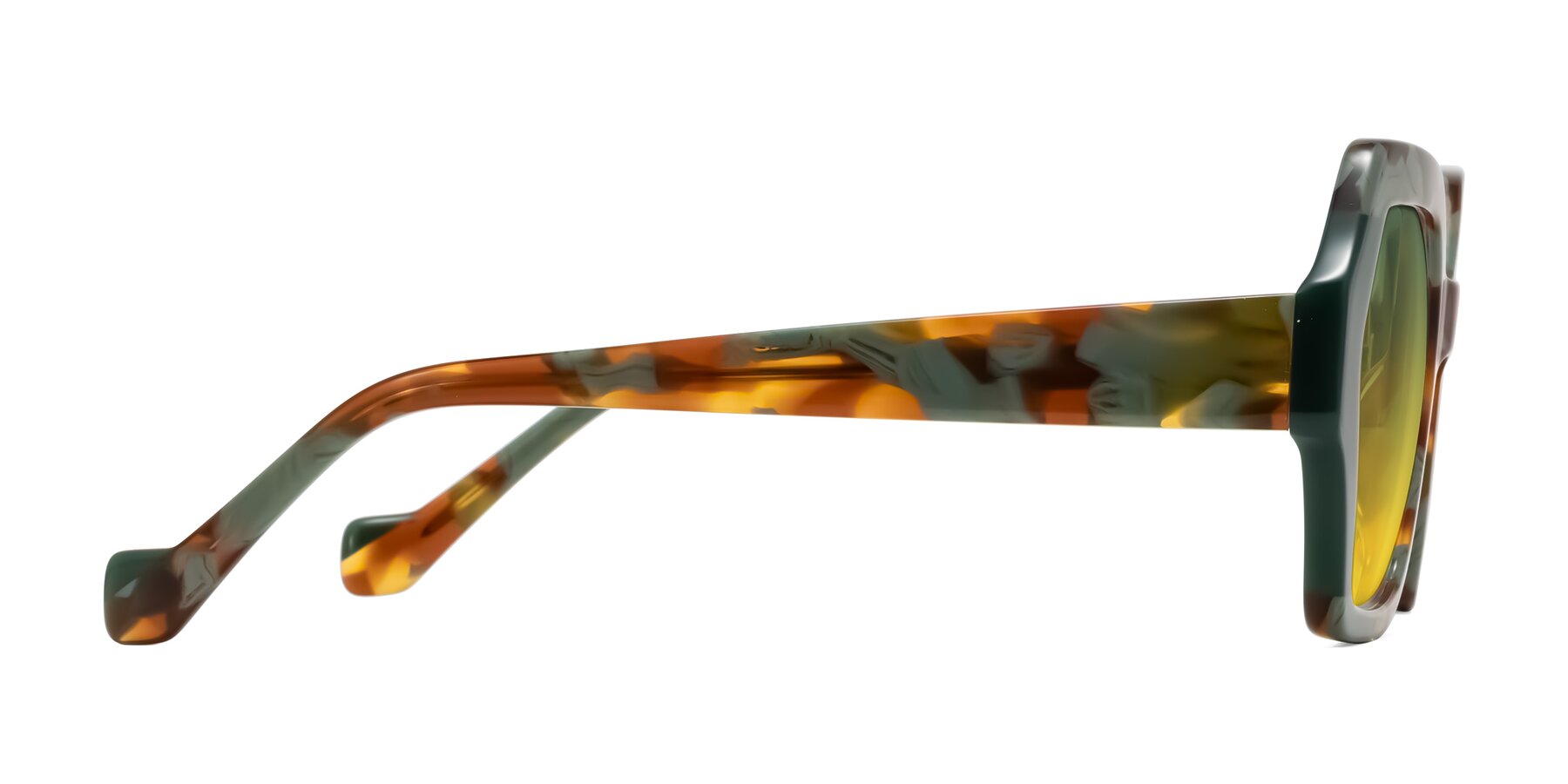 Side of Burka in Tortoise/Green with Green / Yellow Gradient Lenses