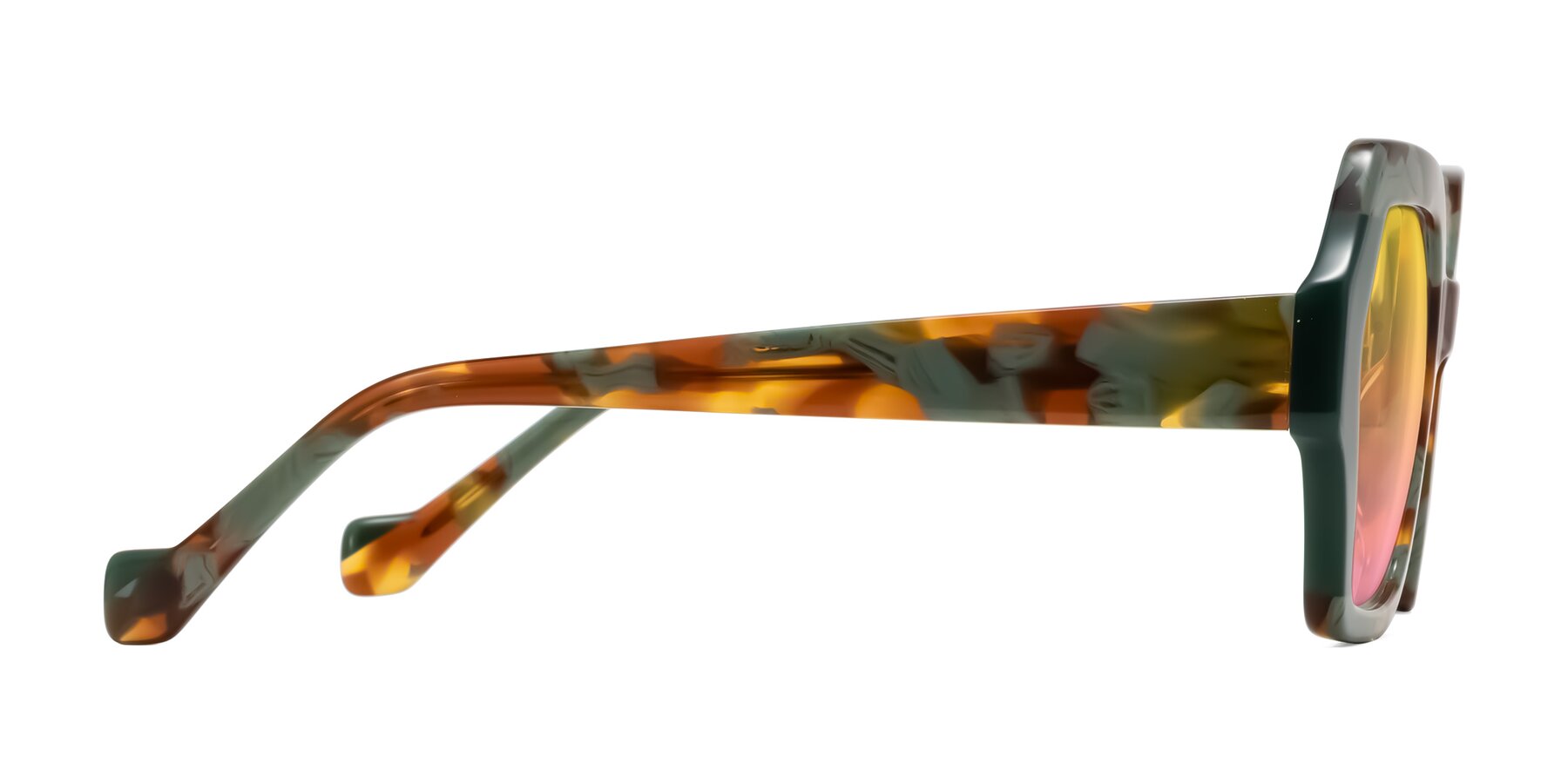 Side of Burka in Tortoise/Green with Yellow / Pink Gradient Lenses
