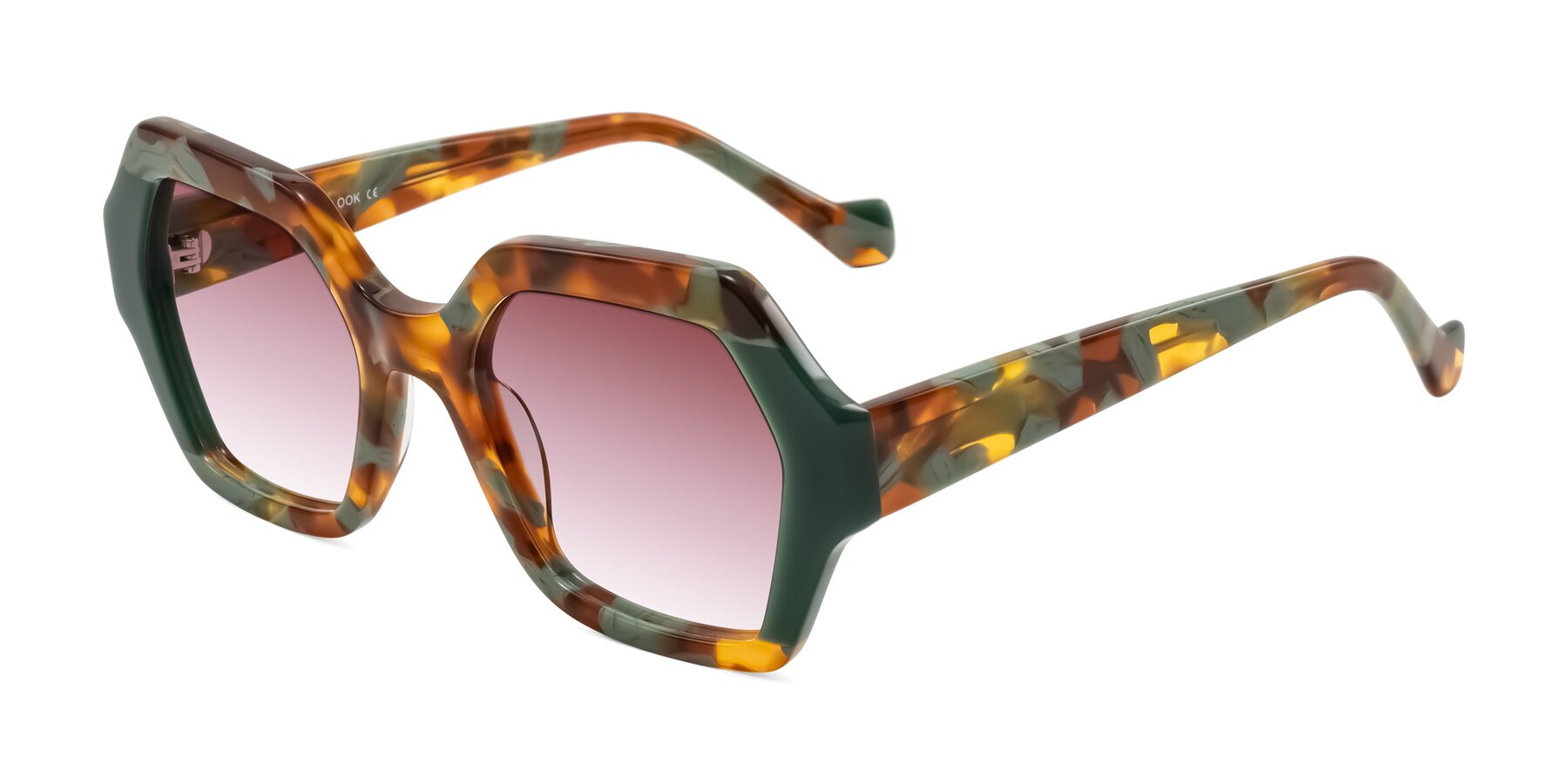 Angle of Burka in Tortoise/Green with Garnet Gradient Lenses