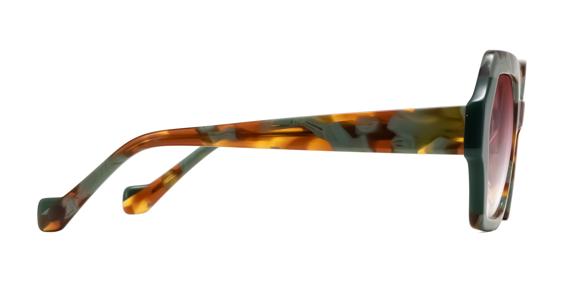 Side of Burka in Tortoise/Green with Garnet Gradient Lenses