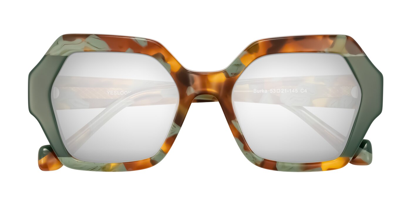 Burka - Tortoise/Green Flash Mirrored Sunglasses