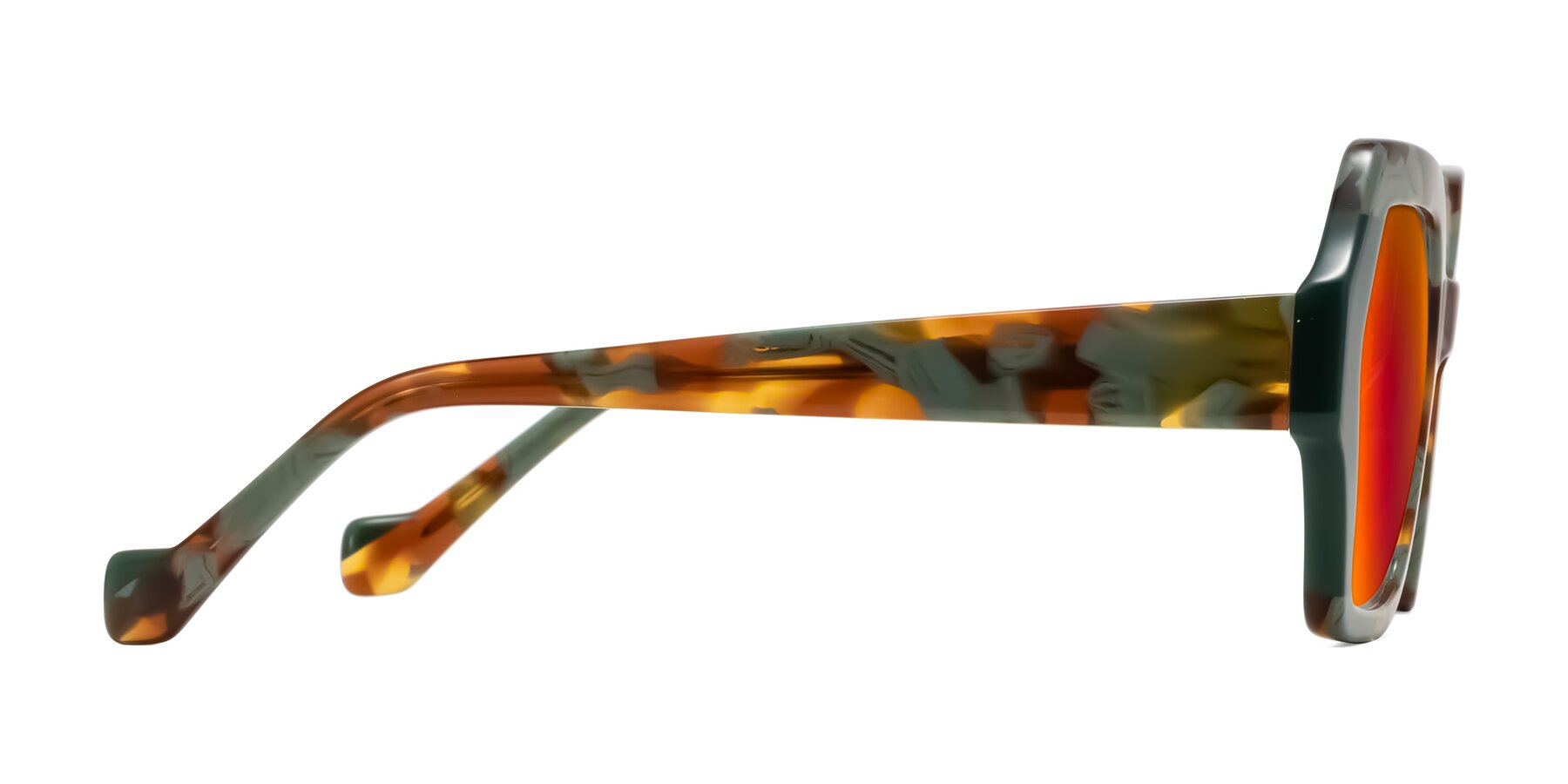 Side of Burka in Tortoise/Green with Red Gold Mirrored Lenses