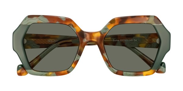 Front of Burka in Tortoise/Green