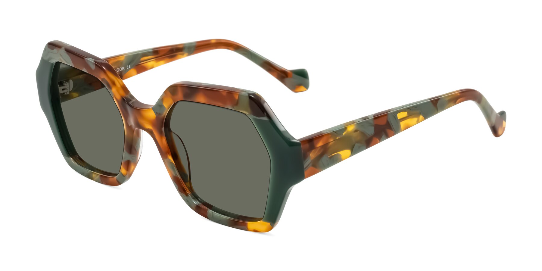 Angle of Burka in Tortoise/Green with Gray Polarized Lenses