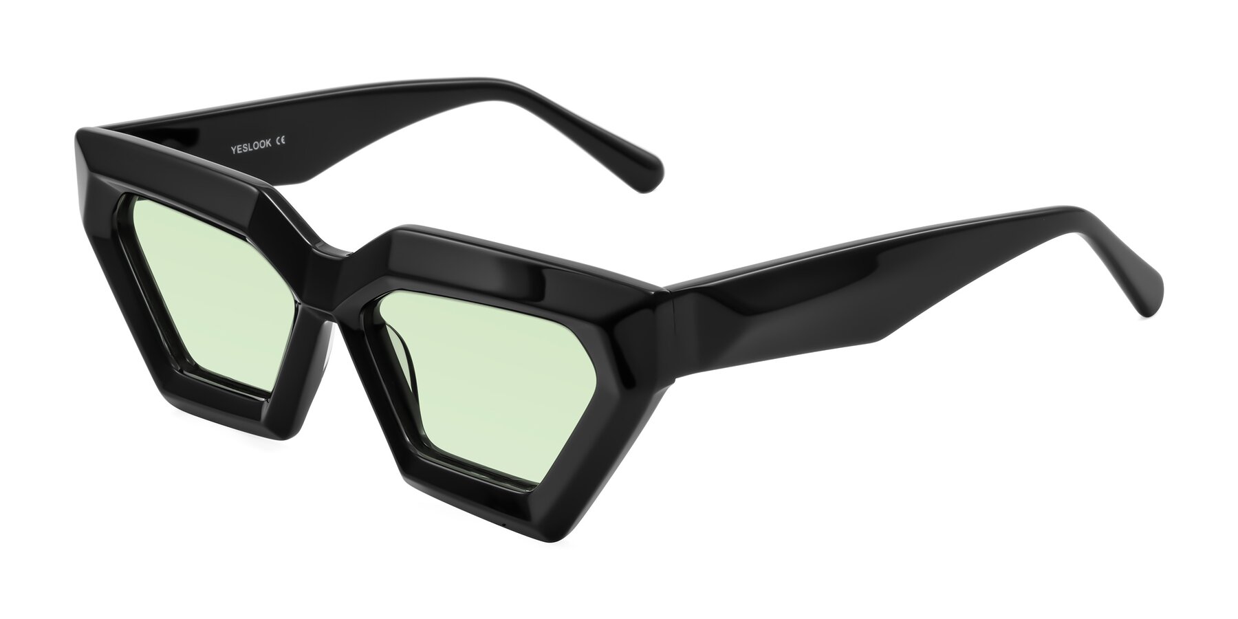 Angle of Giptoo in Black with Light Green Tinted Lenses