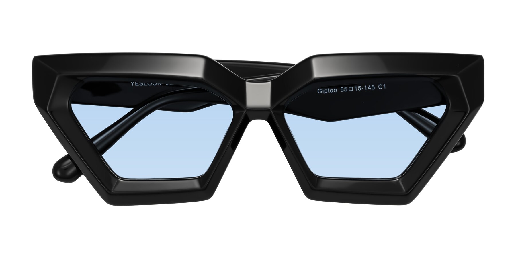 Folded Front of Giptoo in Black with Light Blue Tinted Lenses