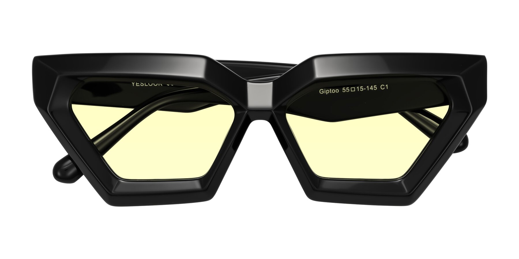 Folded Front of Giptoo in Black with Light Yellow Tinted Lenses