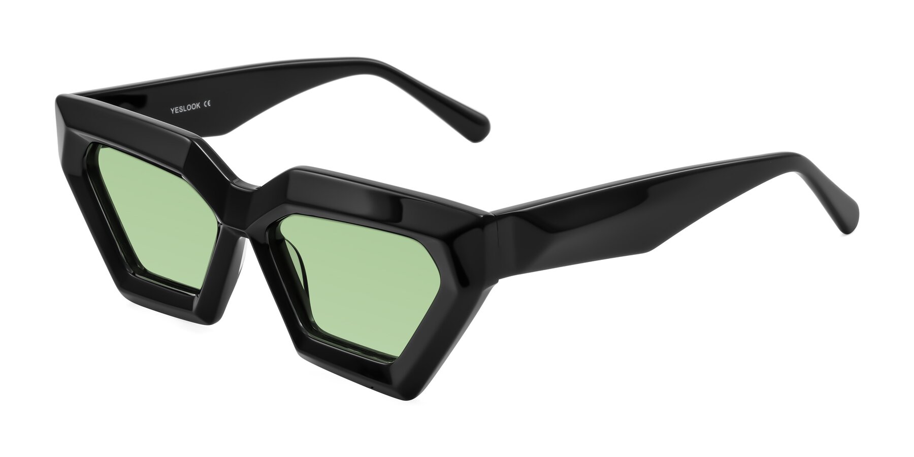 Angle of Giptoo in Black with Medium Green Tinted Lenses