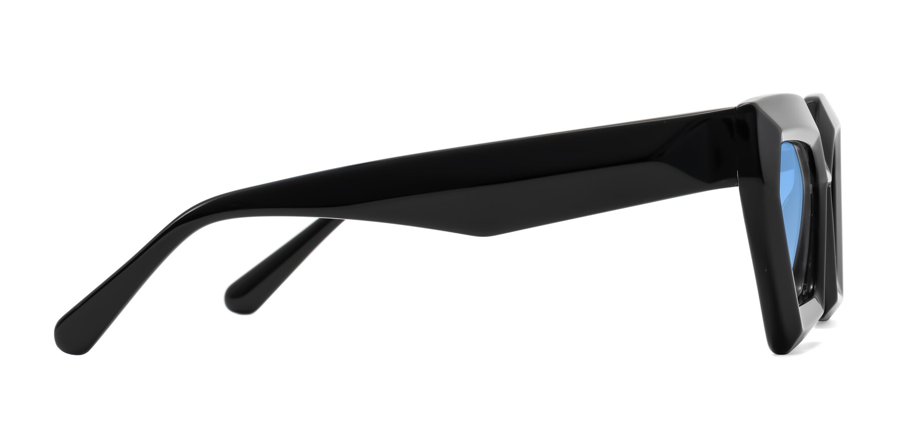 Side of Giptoo in Black with Medium Blue Tinted Lenses