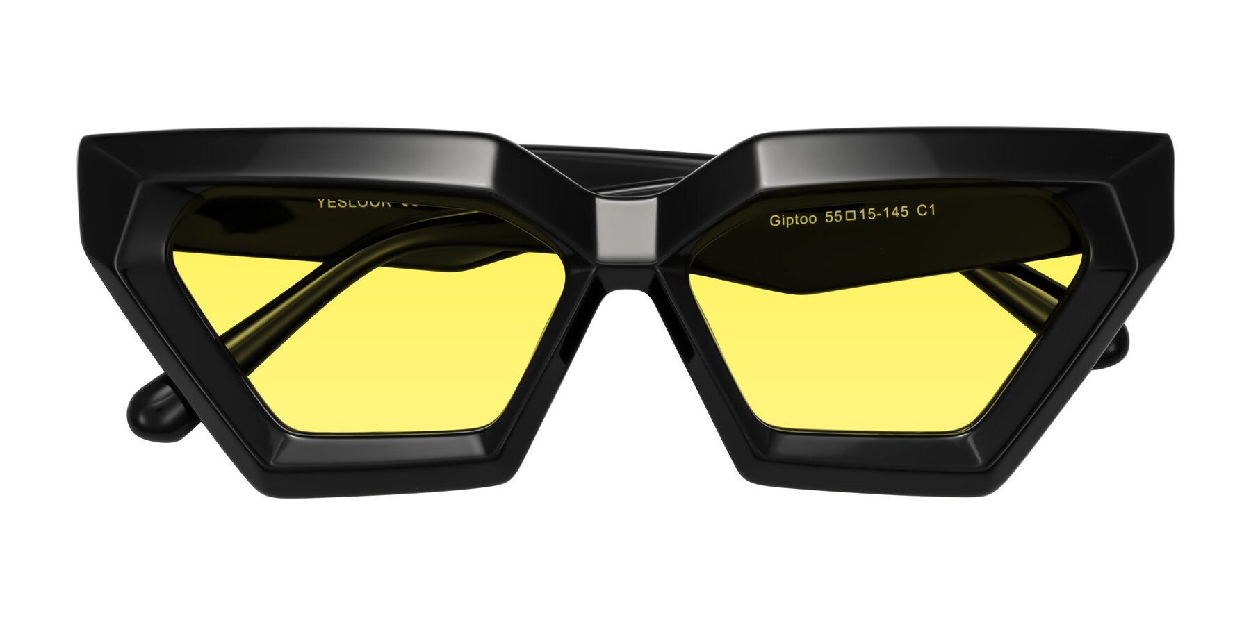 Folded Front of Giptoo in Black with Medium Yellow Tinted Lenses