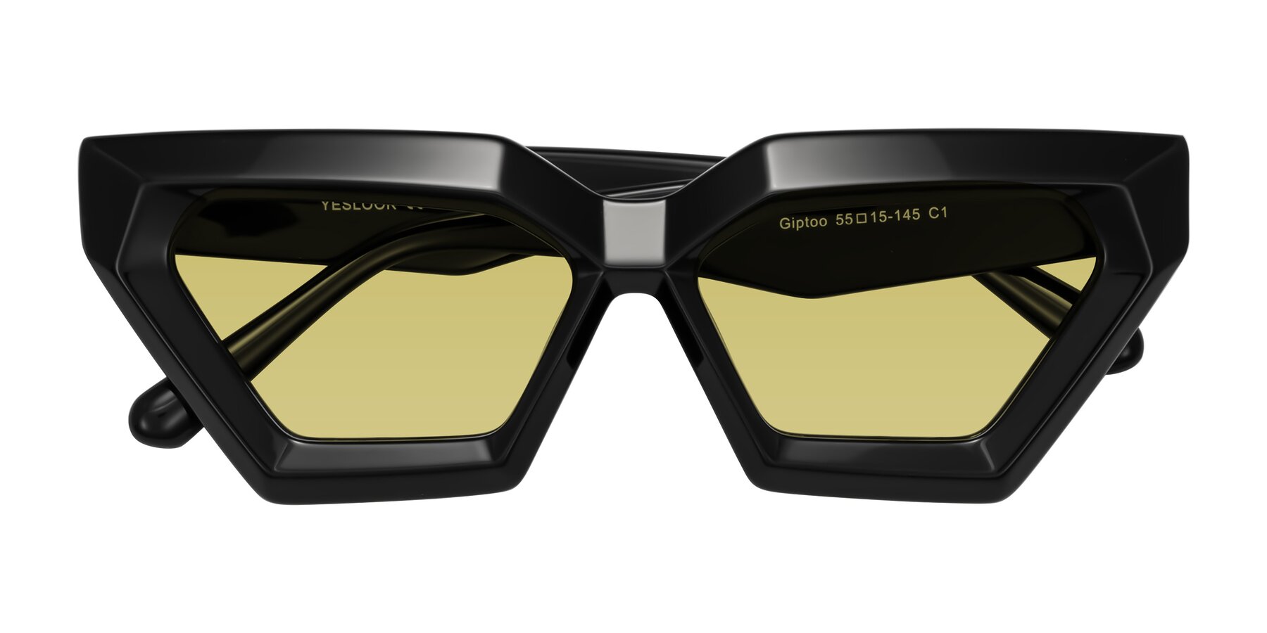 Folded Front of Giptoo in Black with Medium Champagne Tinted Lenses