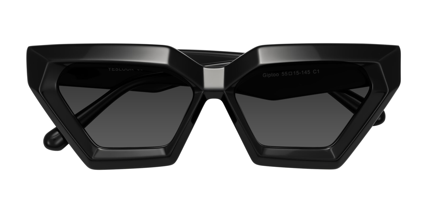 Folded Front of Giptoo in Black with Gray Tinted Lenses