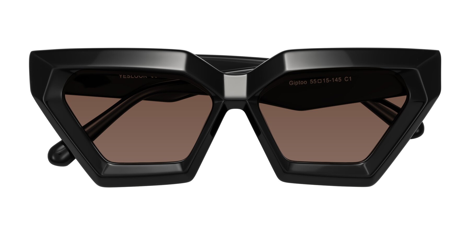 Folded Front of Giptoo in Black with Brown Tinted Lenses