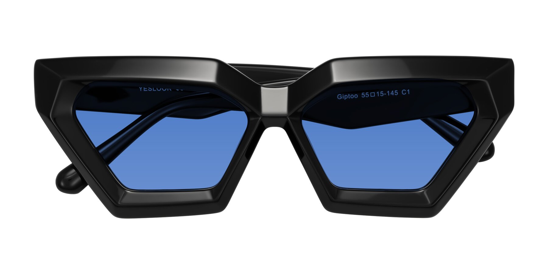Folded Front of Giptoo in Black with Blue Tinted Lenses