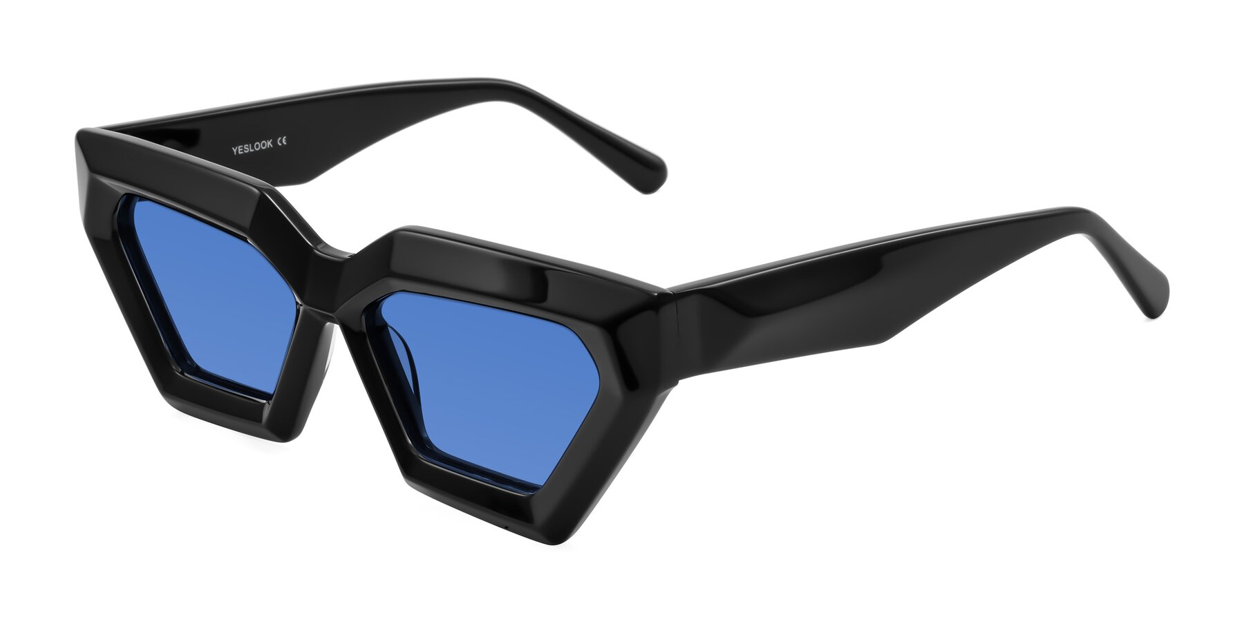 Angle of Giptoo in Black with Blue Tinted Lenses