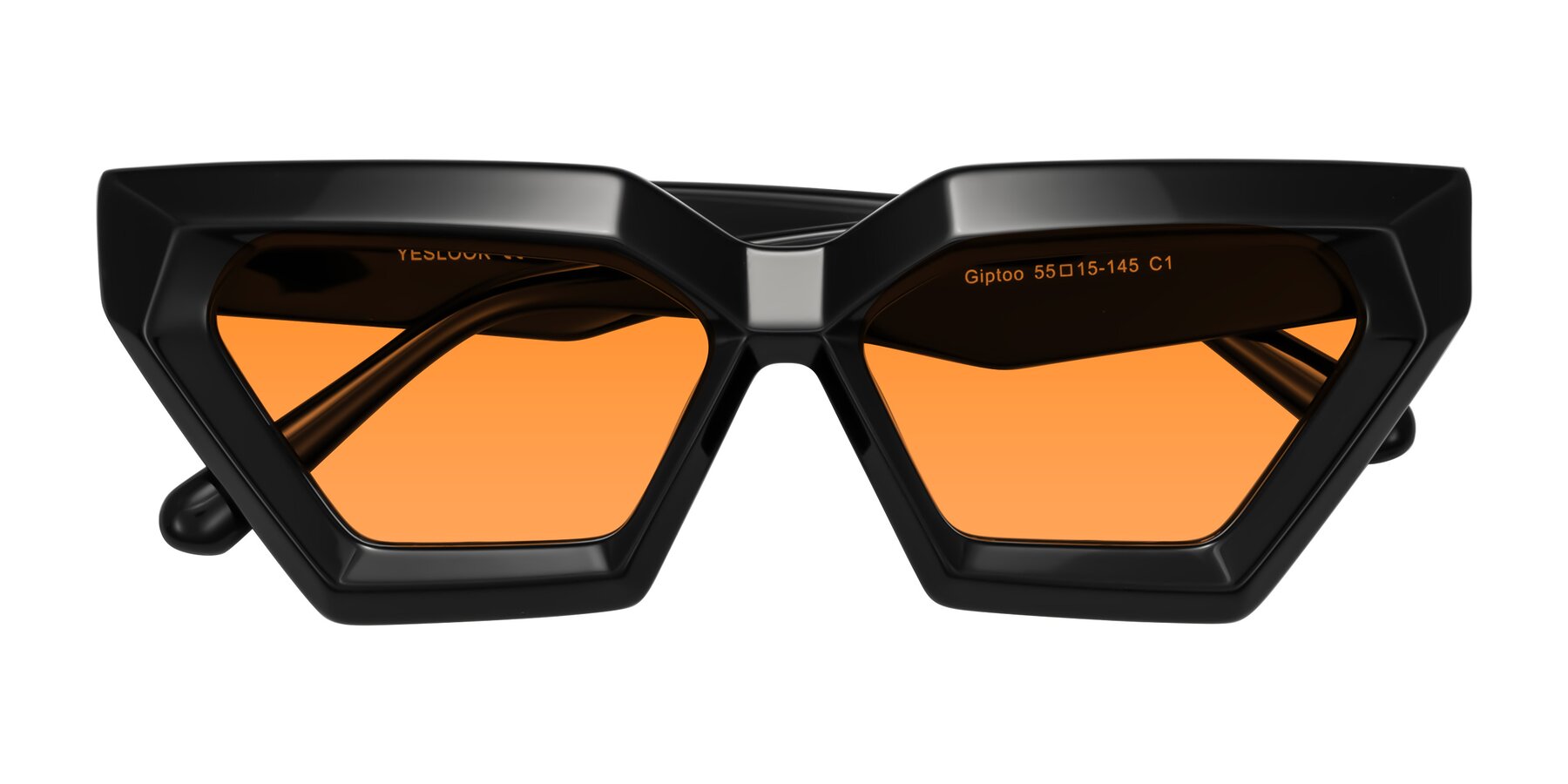 Folded Front of Giptoo in Black with Orange Tinted Lenses
