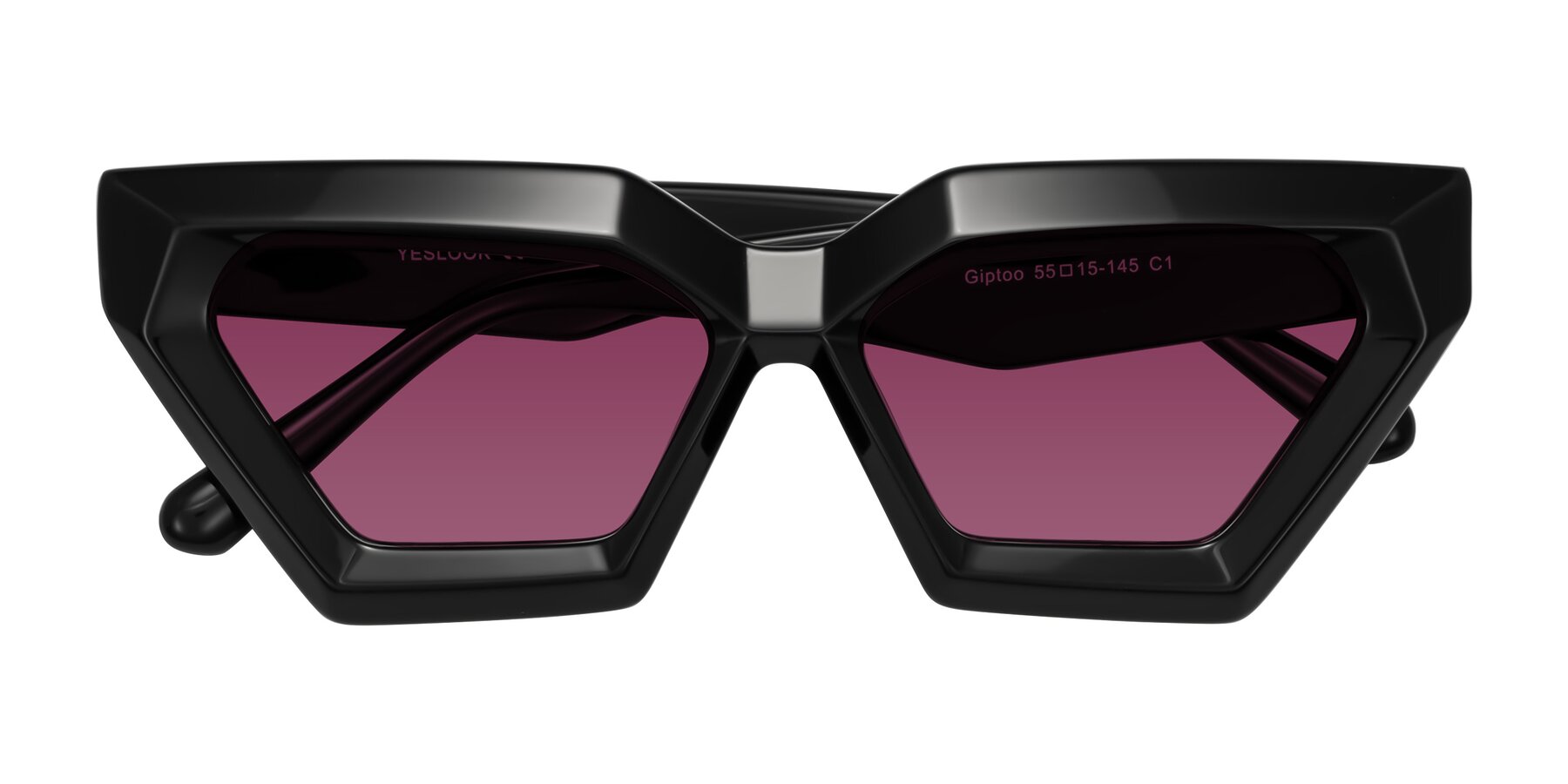 Folded Front of Giptoo in Black with Wine Tinted Lenses