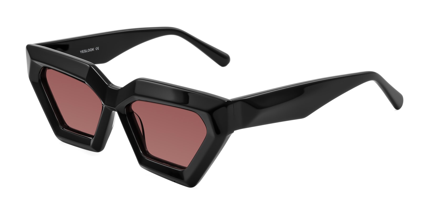 Angle of Giptoo in Black with Garnet Tinted Lenses