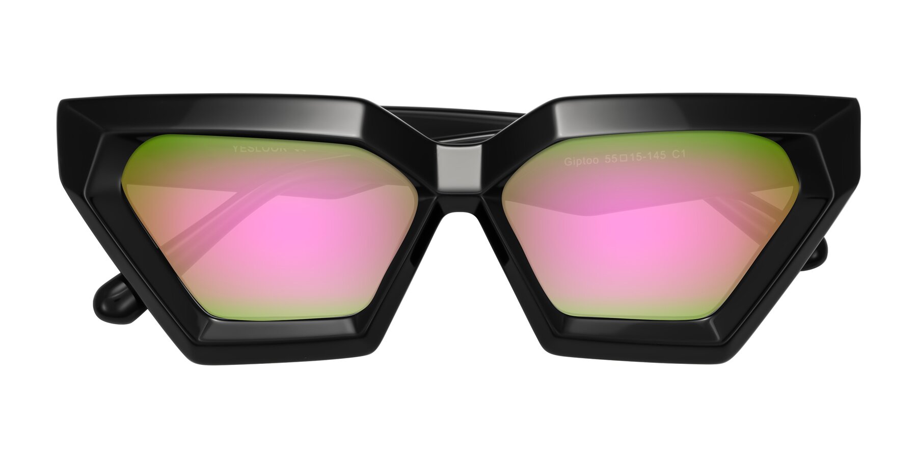 Folded Front of Giptoo in Black with Pink Mirrored Lenses