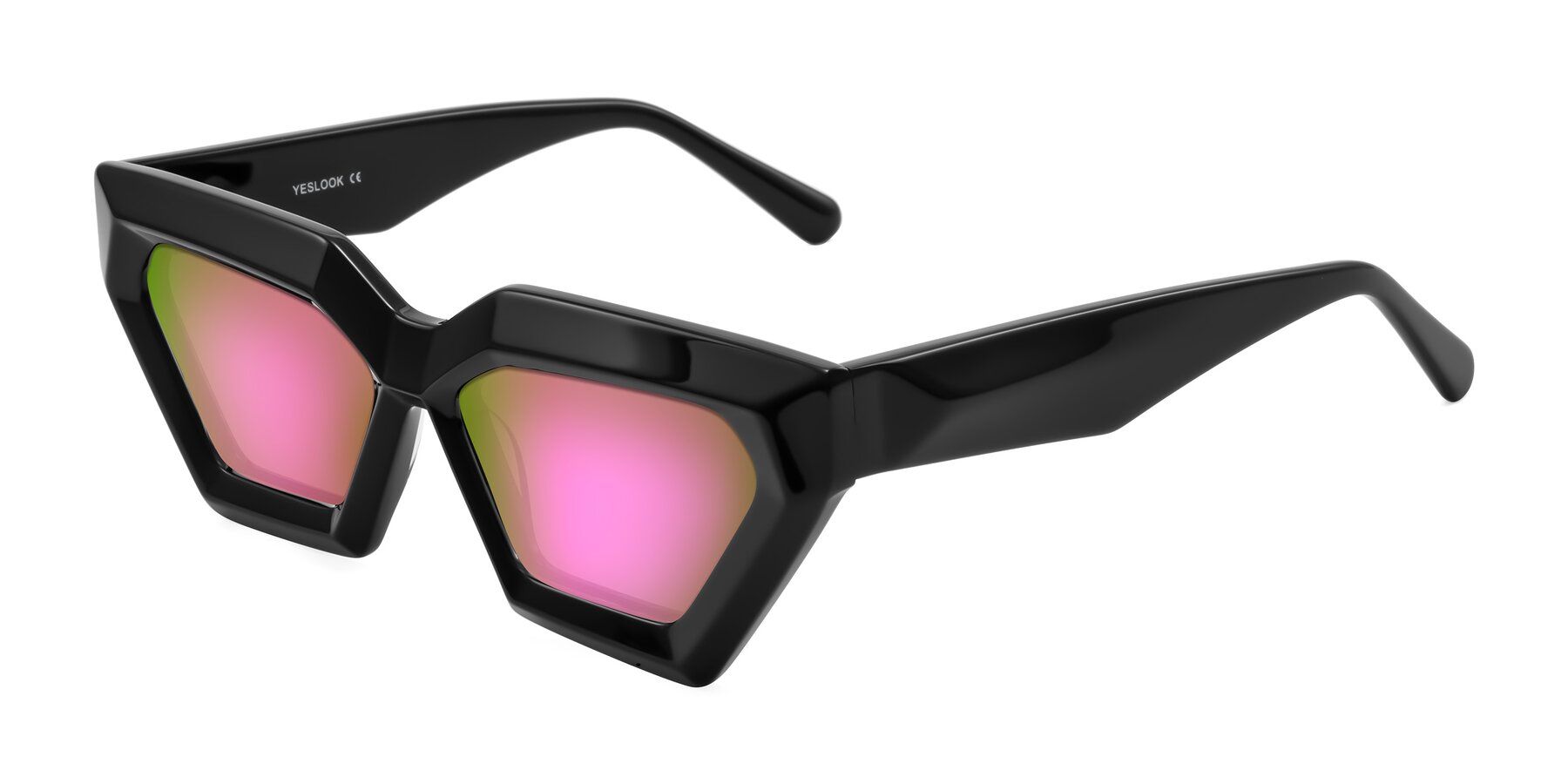 Angle of Giptoo in Black with Pink Mirrored Lenses