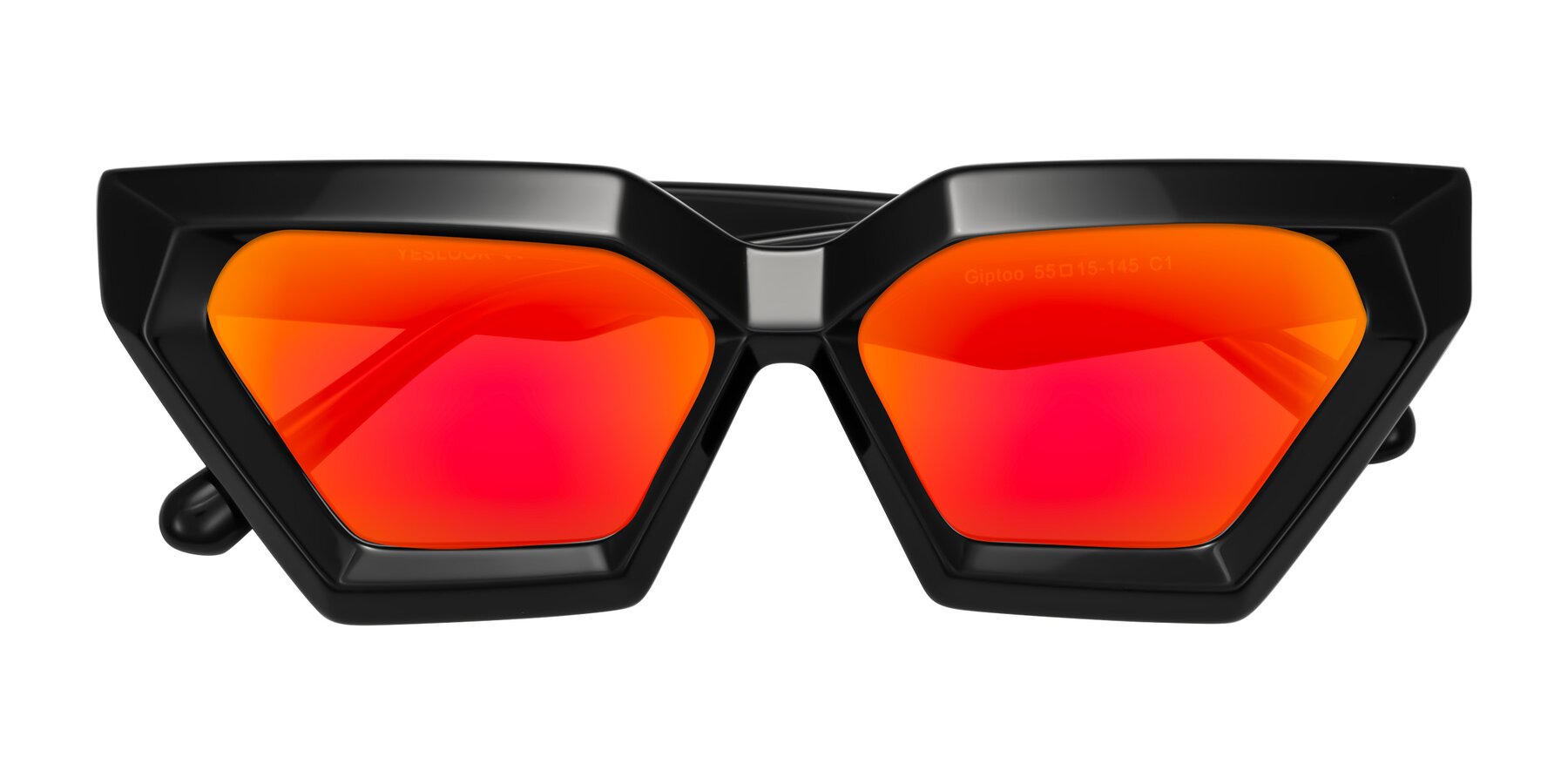 Folded Front of Giptoo in Black with Red Gold Mirrored Lenses