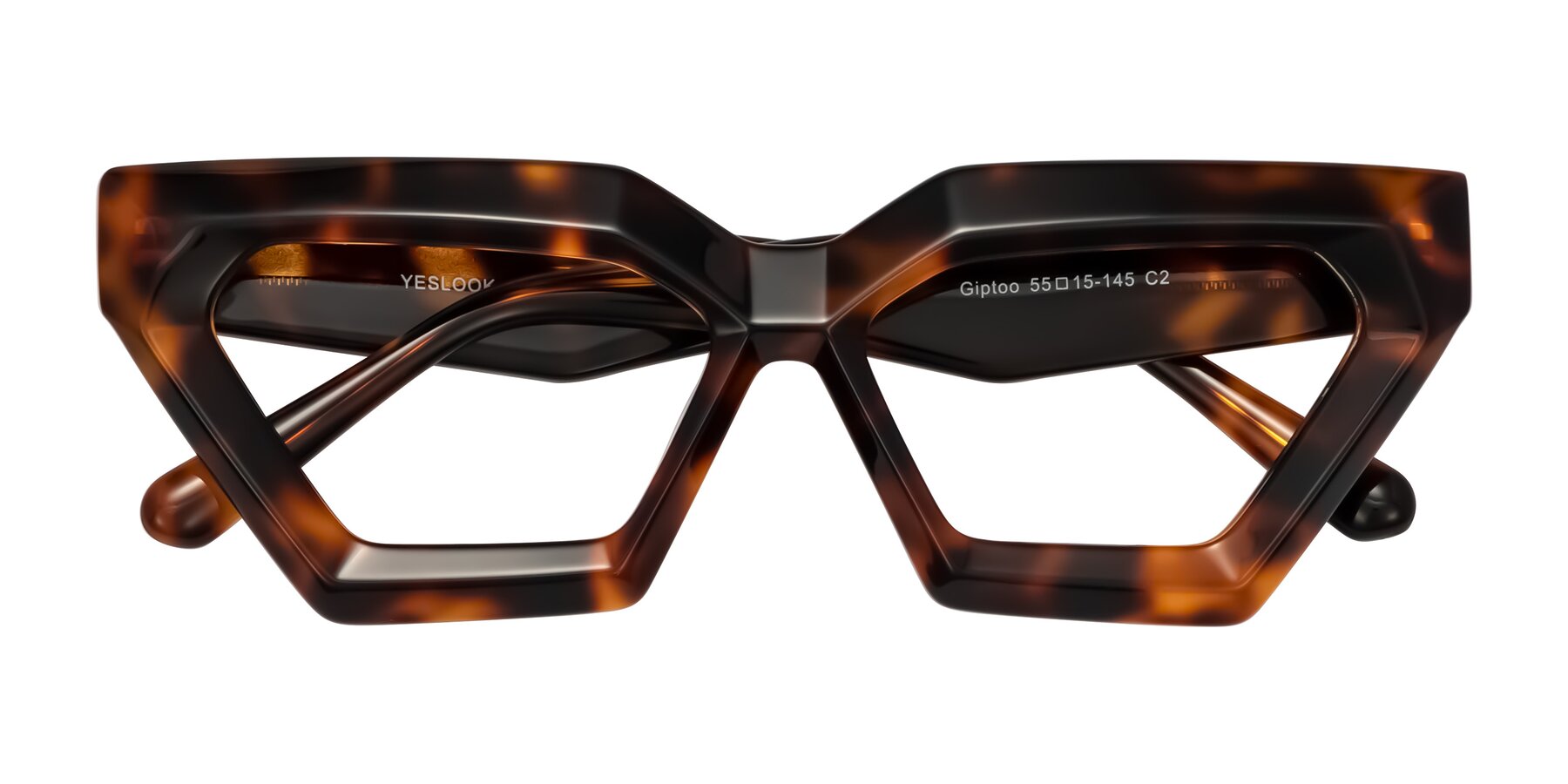 Folded Front of Giptoo in Tortoise with Clear Reading Eyeglass Lenses