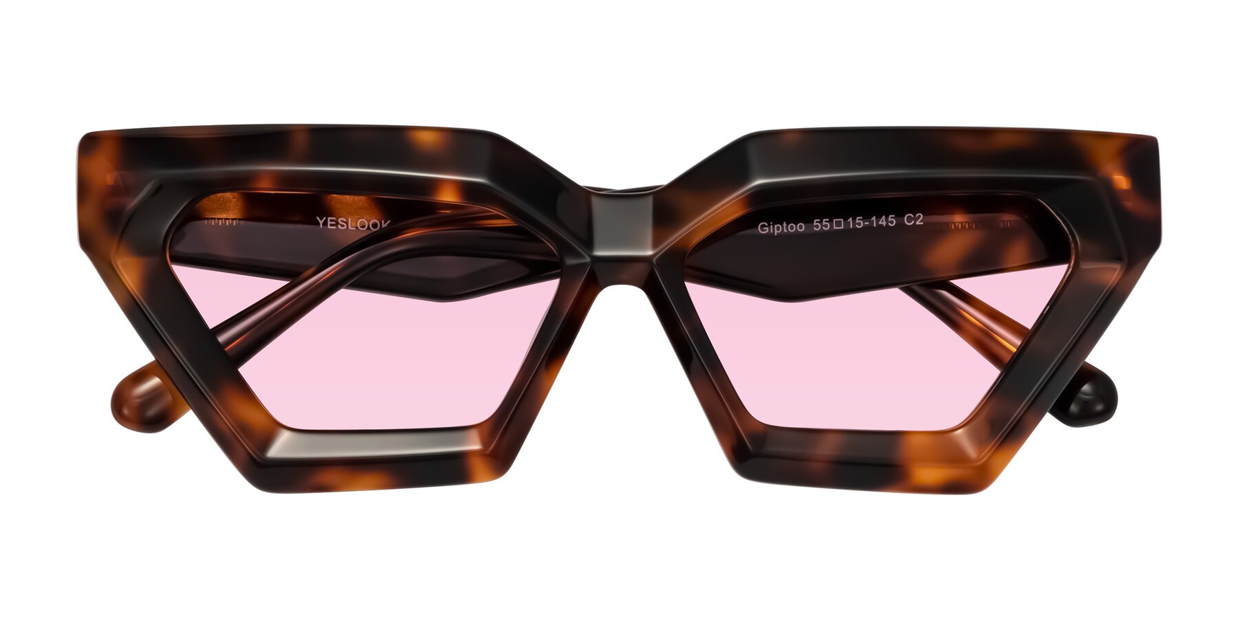 Folded Front of Giptoo in Tortoise with Light Pink Tinted Lenses