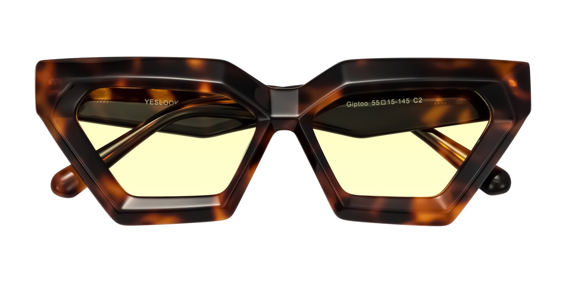 Folded Front of Giptoo in Tortoise with Light Yellow Tinted Lenses
