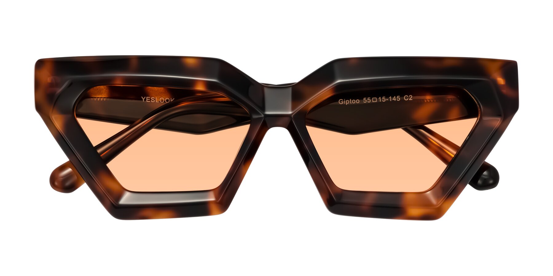 Folded Front of Giptoo in Tortoise with Light Orange Tinted Lenses