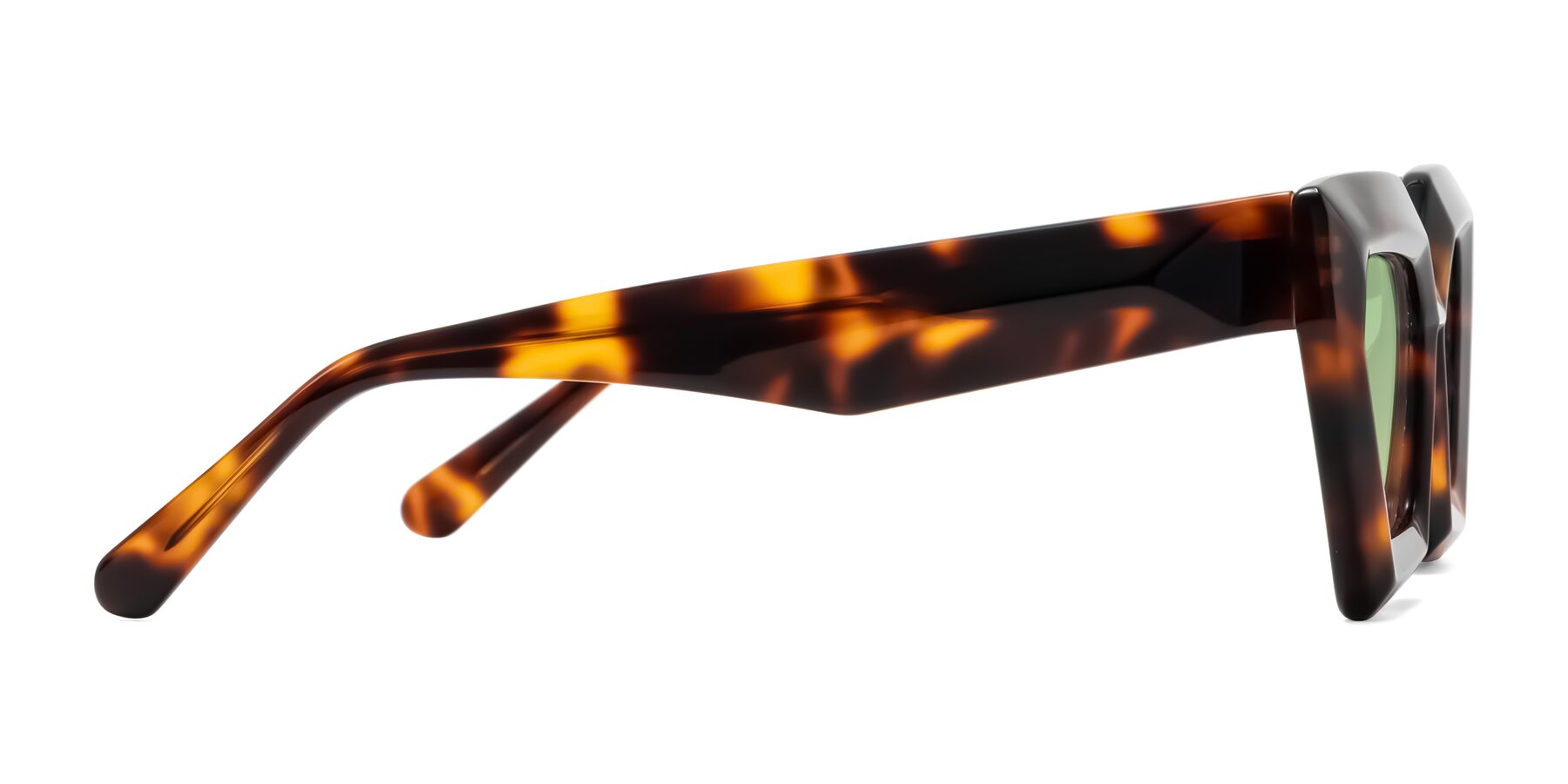 Side of Giptoo in Tortoise with Medium Green Tinted Lenses