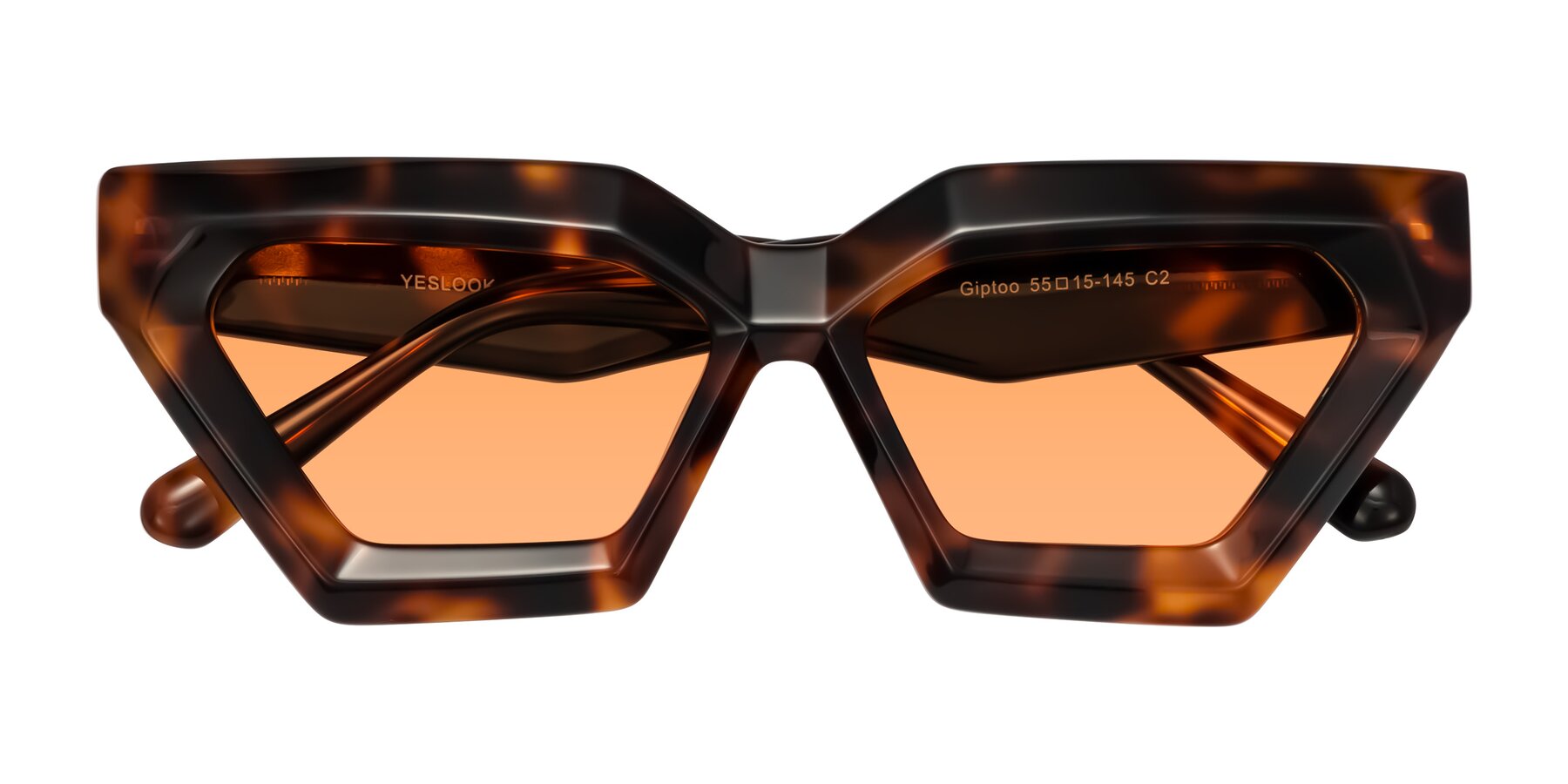 Folded Front of Giptoo in Tortoise with Medium Orange Tinted Lenses
