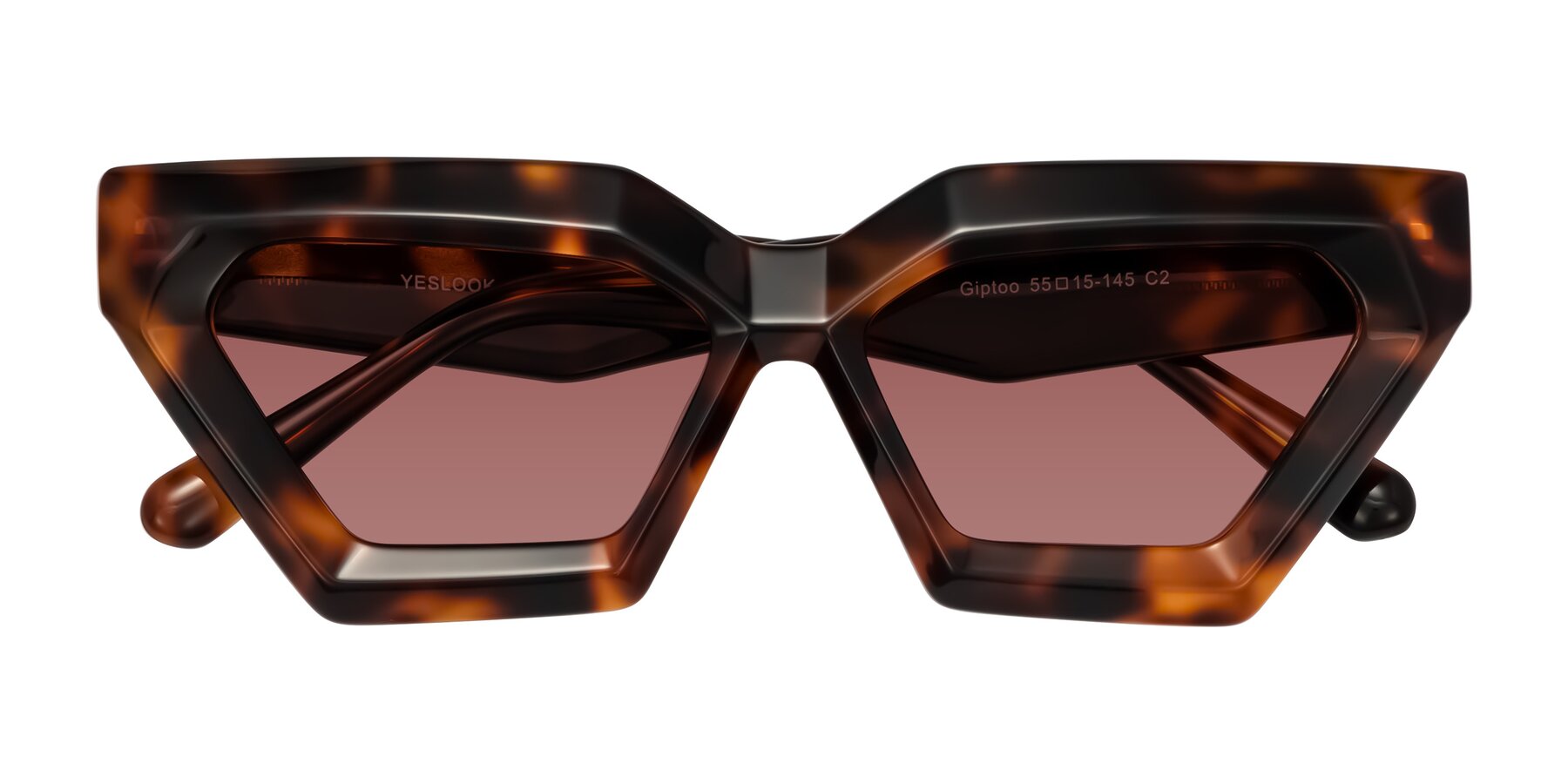Folded Front of Giptoo in Tortoise with Garnet Tinted Lenses