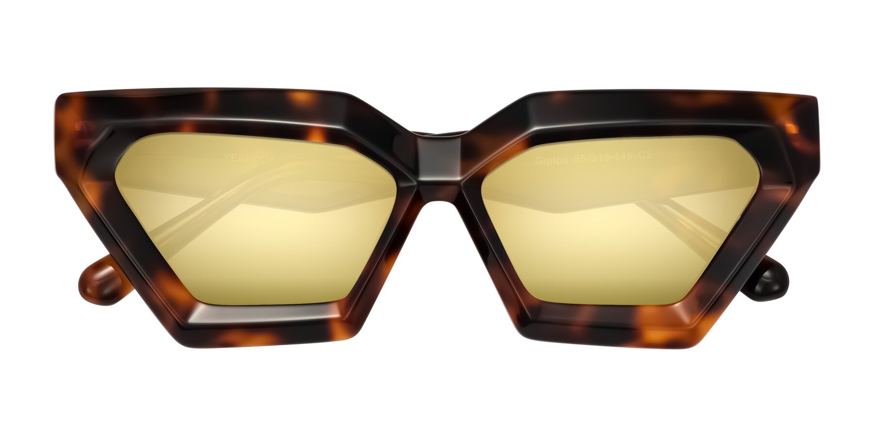 Folded Front of Giptoo in Tortoise with Gold Mirrored Lenses